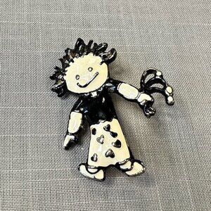 Vintage Steinmetz Black and White Girl Brooch